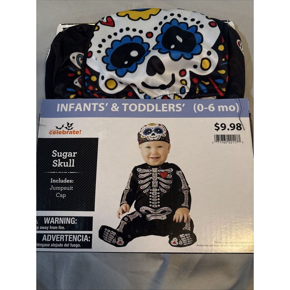 Infant Halloween Costume Sugar Skull 0-6 Months New